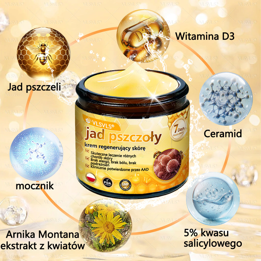 VLSVLS® Krem z jadem pszczelim do regeneracji skóry🌟 (👨⚕ odpowiedni dla wszystkich grup wiekowych, polecany przez AAD)
