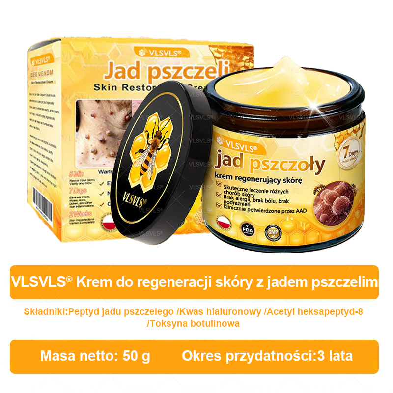 VLSVLS® Krem z jadem pszczelim do regeneracji skóry (👨⚕ odpowiedni dla wszystkich grup wiekowych, polecany przez AAD) 🌟