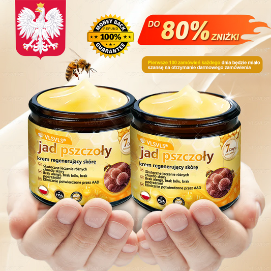 VLSVLS® Krem z jadem pszczelim do regeneracji skóry (👨‍⚕‍ odpowiedni dla wszystkich grup wiekowych, polecany przez AAD) ✅
