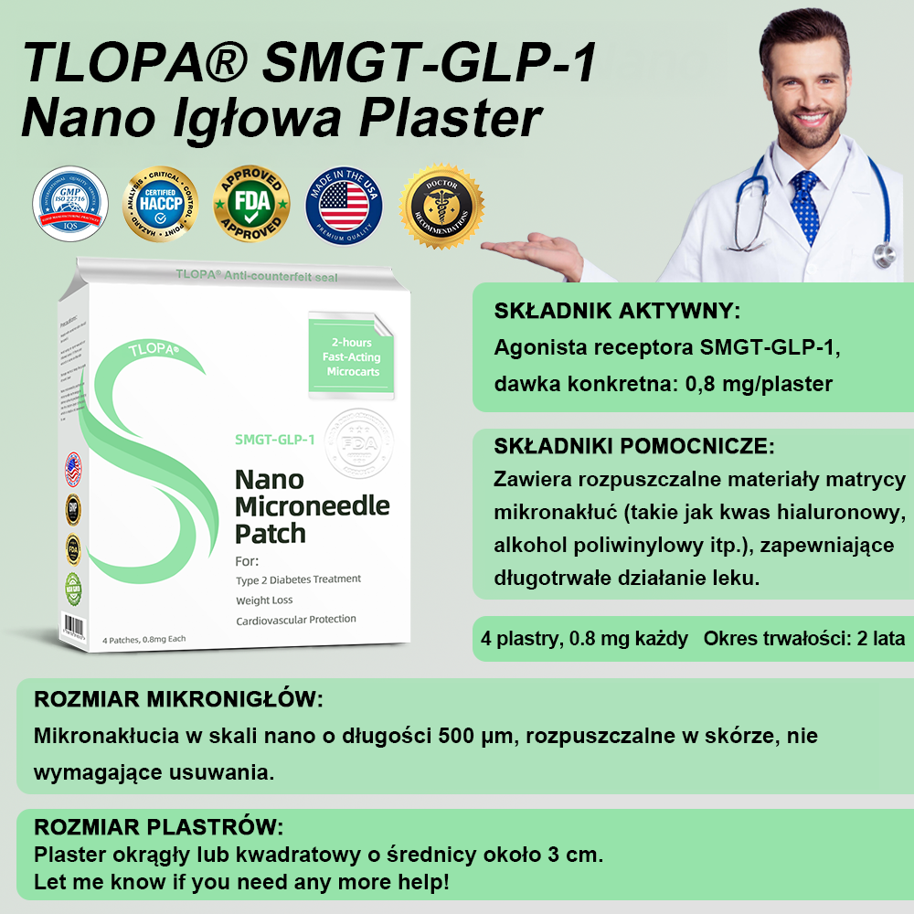 [Zobacz wyniki w 7 dni]💎TLOPA® SMGT-GLP-1 Nano Igłowy Plaster (Bezbolesny, długotrwały, wspomaga leczenie cukrzycy, otyłości i chorób sercowo-naczyniowych)